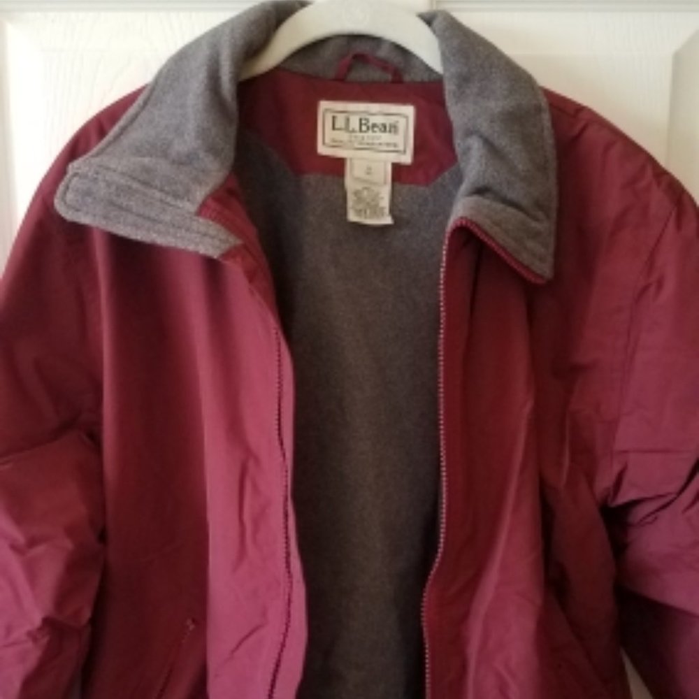 L.L. BEAN Burgundy jacket with gray interior size small